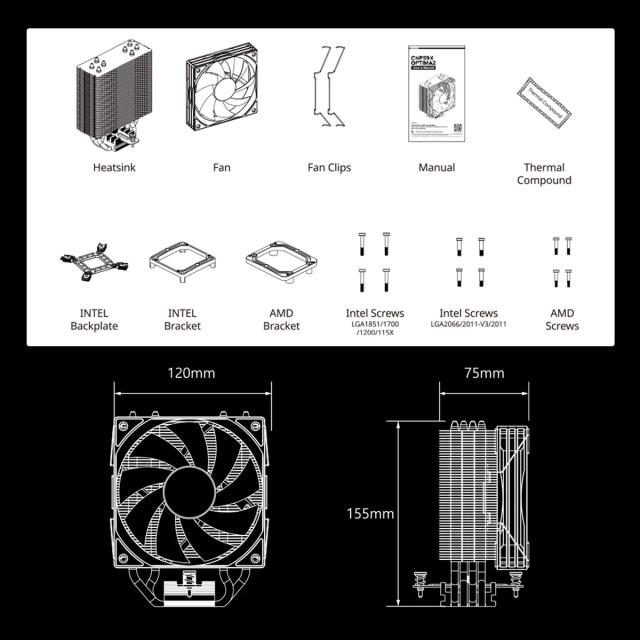 Охладител за процесор Zalman CPU Cooler CNPS9X OPTIMA2 LGA1851/AM5