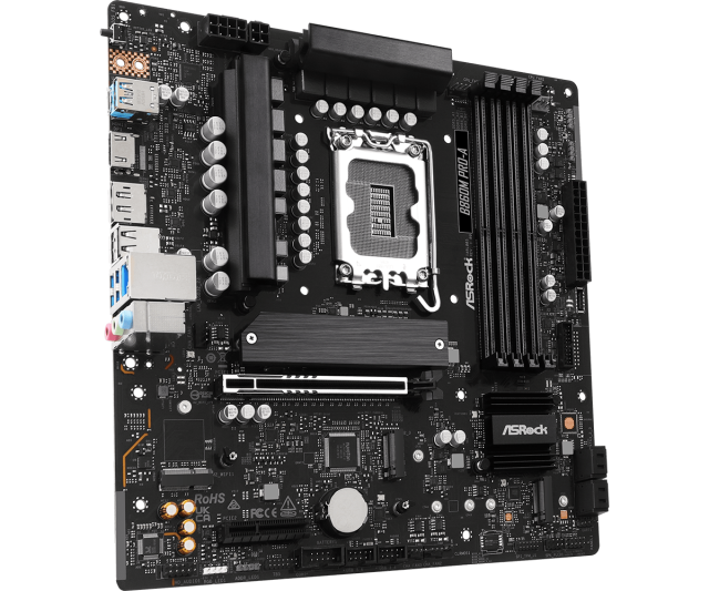 Дънна платка ASRock B860M PRO-A, LGA 1851, 4x DDR5, 3x M.2, 4x SATA 6Gb/s, HDMI, DP, mATX