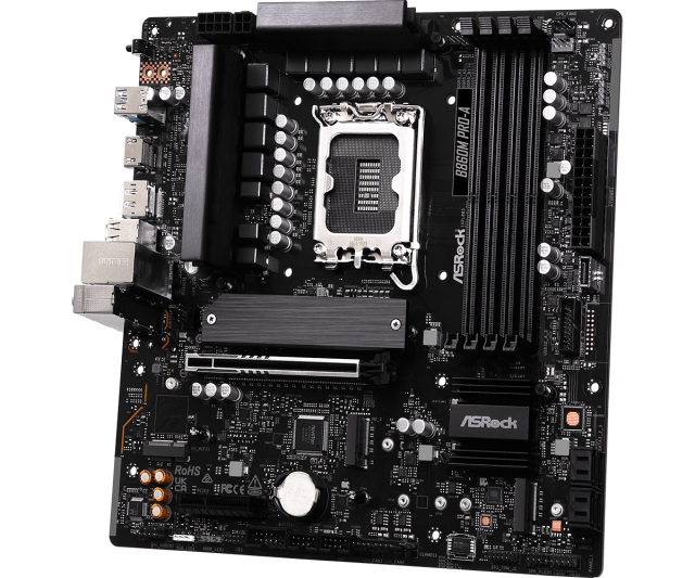 Дънна платка ASRock B860M PRO-A, LGA 1851, 4x DDR5, 3x M.2, 4x SATA 6Gb/s, HDMI, DP, mATX