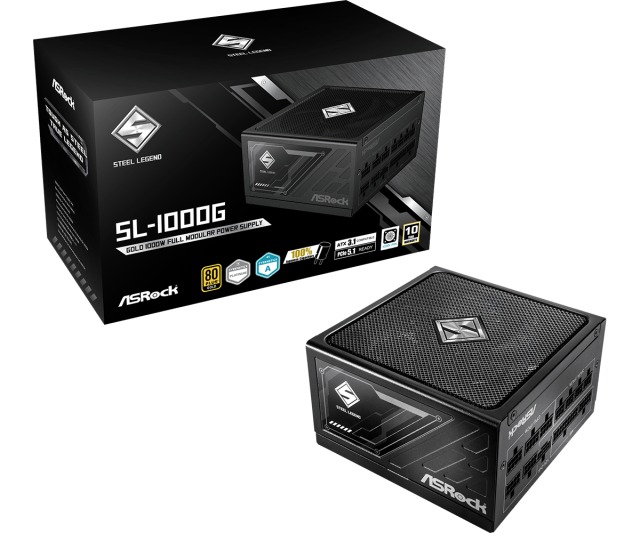 Захранване Asrock Steel Legend SL-1000G, 1000W, Active PFC, ATX 3.1, PCIe 5.1, 80 PLUS Gold, Full Modular