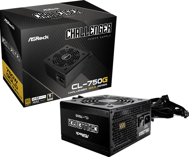 Захранване Asrock CHALLENGER SL-750G, 750W, Active PFC, ATX3.1 / PCIe5.1, 80 PLUS Gold
