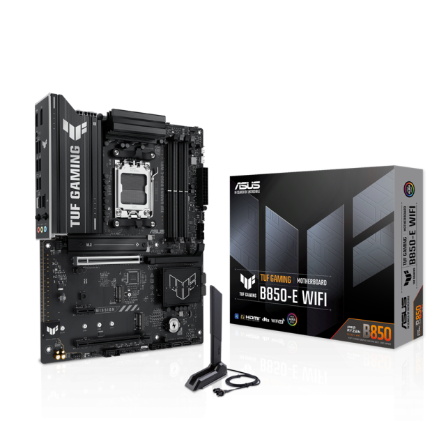 Дънна платка ASUS TUF GAMING B850-E WIFI, AMD AM5, 4x DDR5, 3x M.2, 4x SATA 6Gb/s, HDMI, DP, ATX