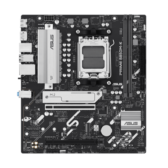 Дънна платка Asus PRIME B850M-K, AMD AM5, 2x DDR5, 2x M.2, 4x SATA 6Gb/s, HDMI, DP, Micro ATX