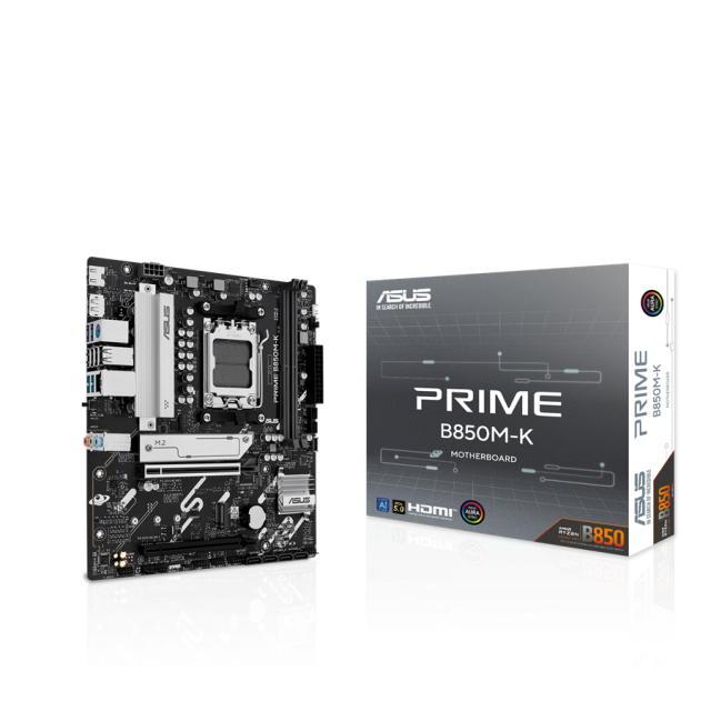 Дънна платка Asus PRIME B850M-K, AMD AM5, 2x DDR5, 2x M.2, 4x SATA 6Gb/s, HDMI, DP, Micro ATX