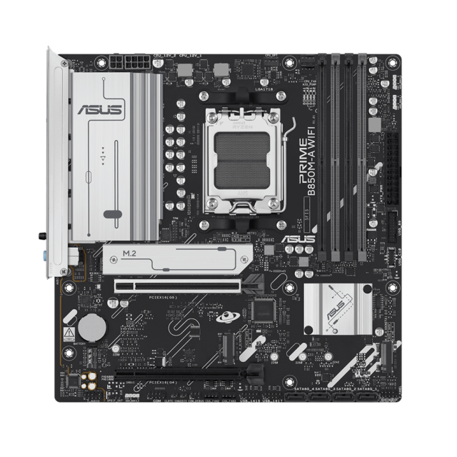 Дънна платка ASUS PRIME B850M-A WIFI, AM5, 4x DDR5, 3x M.2, 4x SATA 6Gb/s, WIFI 6E, Bluetooth v5.3, HDMI, DP, mATX