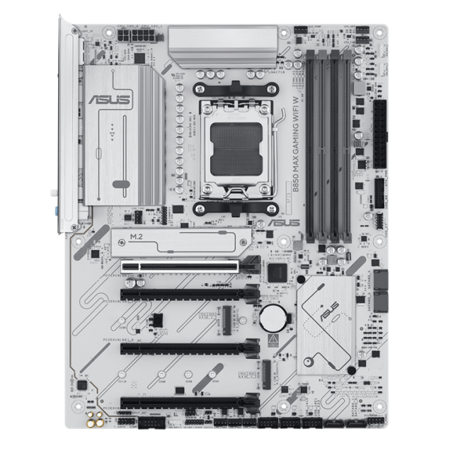 Дънна платка ASUS B850 MAX GAMING WIF W, AM5, 4x DDR5, 3x M.2, 4x SATA 6Gb/s, HDMI, DP, ATX