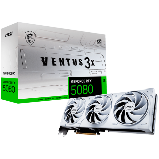 Видео карта MSI nVIDIA GeForce RTX 5080 16GB GDDR7 VENTUS 3X OC WHITE, 256-bit, HDMI, 3x DP
