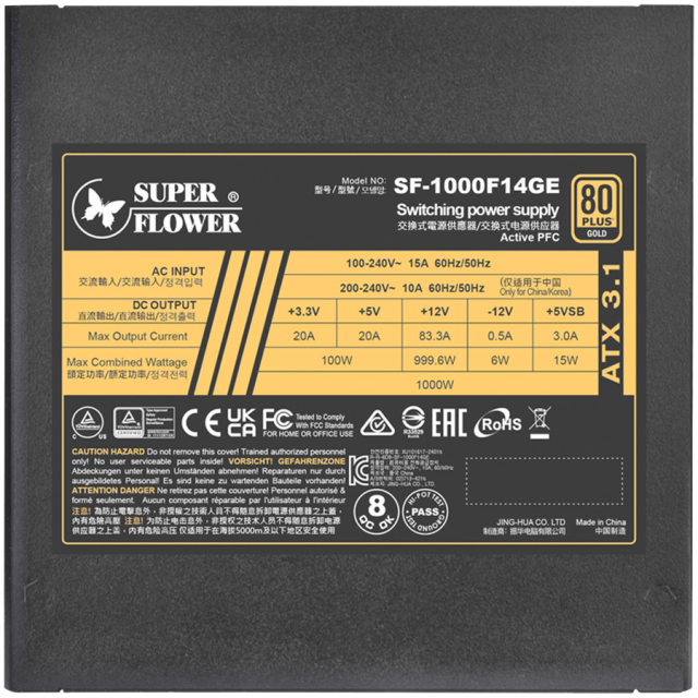 Захранване Super Flower Leadex III Gold 1300W, Active PFC, PCIe 5.1/ATX 3.1, 80 Plus Gold, Fully Modular