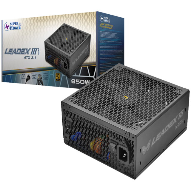 Захранване Super Flower Leadex III Gold 850W, Active PFC, PCIe 5.1/ATX 3.1, 80 Plus Gold, Fully Modular