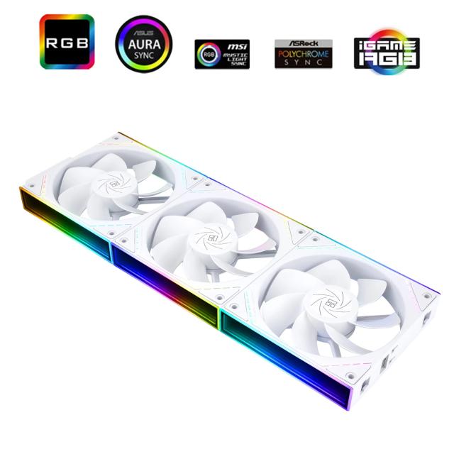 Комплект вентилатори Thermalright Fan Pack 3-in-1 3x120mm White, Reverse, Infinity Mirror, Daisy-Chain, A-RGB, 3 pin/4 pin PWM