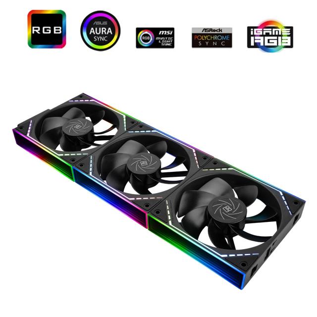 Комплект вентилатори Thermalright Fan Pack 3-in-1 3x120mm,  Reverse, Infinity Mirror, Daisy-Chain, A-RGB, 3 pin/4 pin PWM