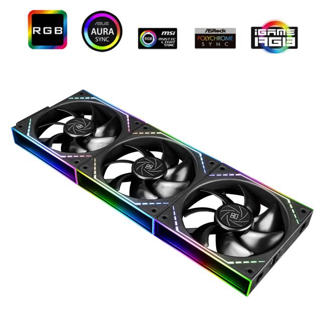 Комплект вентилатори Thermalright Fan Pack 3-in-1 3x120mm, Infinity Mirror, Daisy-Chain, A-RGB, 3 pin/4 pin PWM