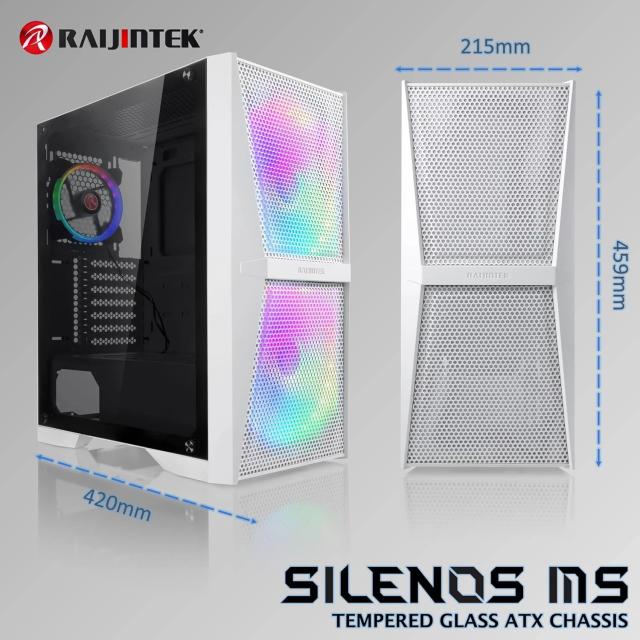 Кутия Raijintek SILENOS MS PRO WHITE, Middle Tower, 2x USB 3.0, 1x USB 3.1 Type-C, 1x HD Audio, ATX / mATX / Mini-ITX