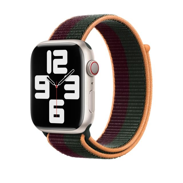 Каишка за часовник Apple Watch 45mm Dark Cherry/Forest Green Sport Loop - Regular