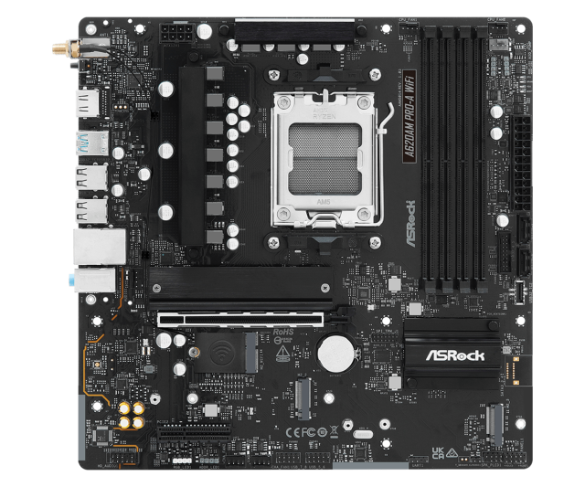 Дънна платка ASRock A620AM PRO-A WIFI, A620A, AM5, 4x DDR5, PCI-E 4.0, 2x SATA 6Gb/s, 2x M.2 slots, HDMI, Micro ATX