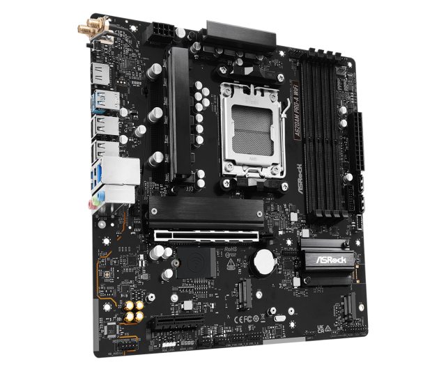 Дънна платка ASRock A620AM PRO-A WIFI, A620A, AM5, 4x DDR5, PCI-E 4.0, 2x SATA 6Gb/s, 2x M.2 slots, HDMI, Micro ATX
