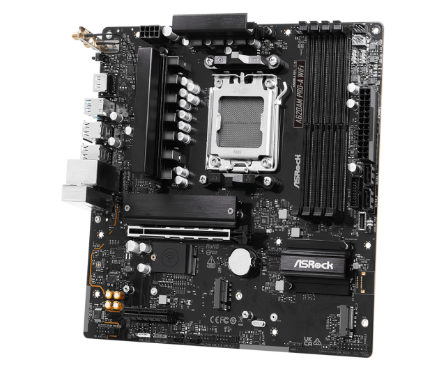 Дънна платка ASRock A620AM PRO-A WIFI, A620A, AM5, 4x DDR5, PCI-E 4.0, 2x SATA 6Gb/s, 2x M.2 slots, HDMI, Micro ATX