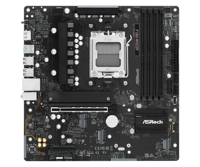 Дънна платка ASRock A620AM PRO-A, A620A, AM5, DDR5, PCI-E 4.0, 2x SATA3 6.0 Gb/s, 3x M.2 slots, HDMI, Micro ATX