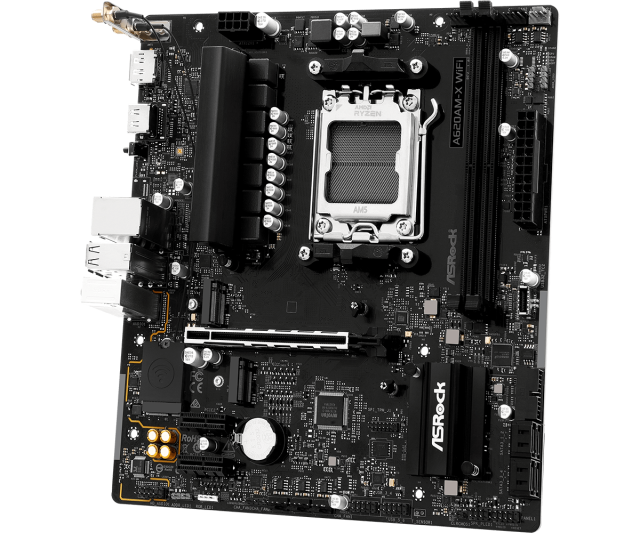 Дънна платка ASRock 620AM-X WIFI, A620A, AM5, 2x DDR5, 4x SATA 6Gb/s, 2x M.2 slots, HDMI, DP, Micro ATX