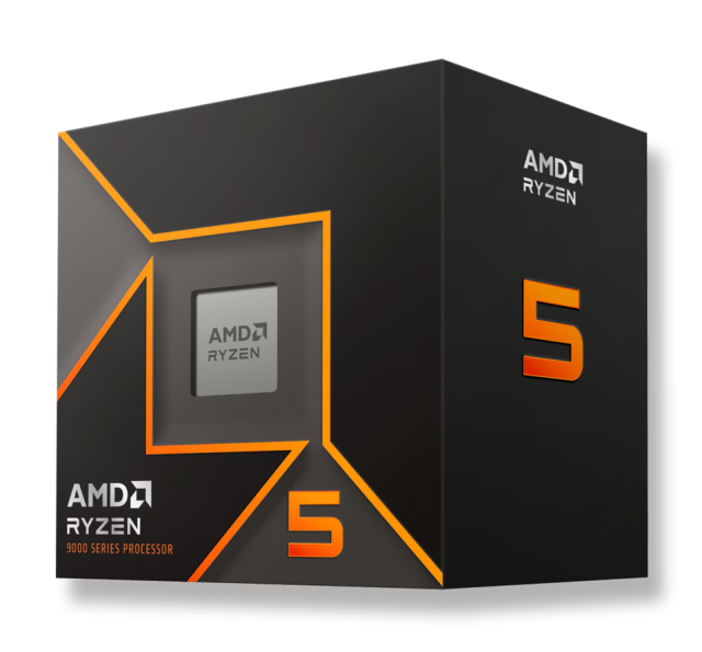 Процесор AMD Ryzen 5 9600 6C (3.8 / 5.2GHz, 32MB Cache, 65W), AM5, BOX, без охлаждане