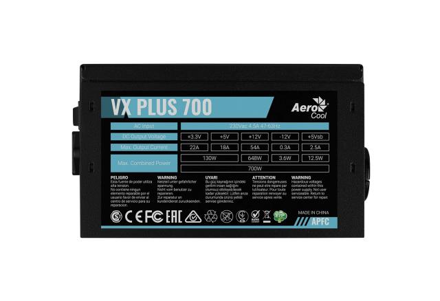 Захранване AeroCool VX PLUS STEALTH 700W A-PFC, Active PFC