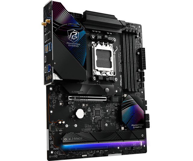 Дънна платка ASRock B850 RIPTIDE WIFI, B850, AM5, DDR5, PCI-E 5.0, 4x SATA 6Gb/s, 1x Blazing M.2 slot, 3x Hyper M.2 slots, HDMI, ATX