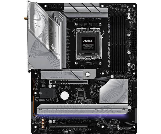 Дънна платка ASRock B850 LIFEMIXER WIFI, B850, AM5, DDR5, PCI-E 5.0, 2x SATA 6Gb/s, 1x Blazing M.2 slot, 2x Hyper M.2 slots, HDMI, DP, ATX