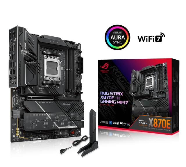Дънна платка ASUS ROG STRIX X870E-H GAMING WIFI7, AM5, 4xDDR5, 4 x M.2 slots, 4 x SATA 6Gb/s, HDMI, ATX