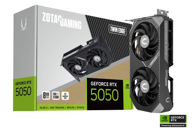 Видео карта ZOTAC GAMING GeForce RTX 5050 Twin Edge, 8GB GDDR6, 128-bit, HDMI, 3x DP