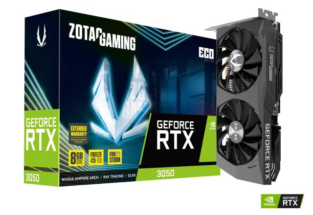 Видеокарта ZOTAC GAMING GF RTX 3050 ECO, 8GB GDDR6, 128-bit, HDMi, 3x DP