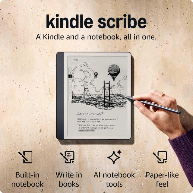 Електронна книга Amazon Kindle Scribe (2024), E-ink, Premium Pen,10.2" (25.91 cm) 300 ppi, MediaTek MT8113, 2GB RAM, 16GB Flash памет, Bluetooth, Wi-Fi, USB Type-C