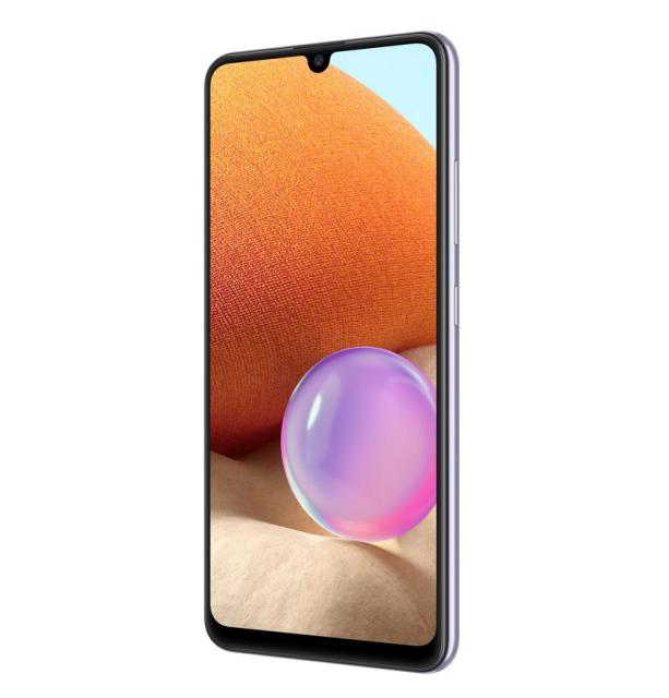 Мобилен телефон Samsung SM-A325 GALAXY A32 128 GB, Octa-Core (2x2.0 GHz, 6x1.8 GHz), 4GB RAM, 6.4" 1080x2400 90 Hz Super AMOLED, 64.0 MP + 8.0 MP + 5.0 MP + 5.0 MP + 20.0 MP Selfie, 5000 mAh, 4G, Dual SIM, Violet