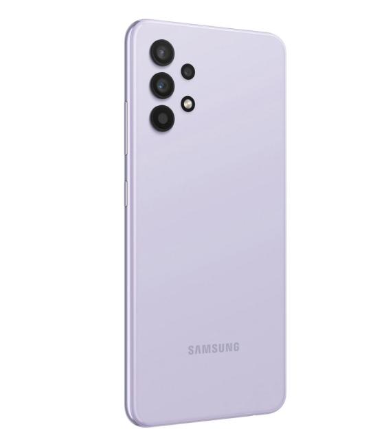 Мобилен телефон Samsung SM-A325 GALAXY A32 128 GB, Octa-Core (2x2.0 GHz, 6x1.8 GHz), 4GB RAM, 6.4" 1080x2400 90 Hz Super AMOLED, 64.0 MP + 8.0 MP + 5.0 MP + 5.0 MP + 20.0 MP Selfie, 5000 mAh, 4G, Dual SIM, Violet