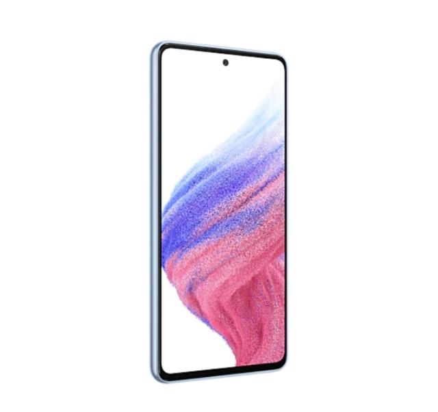 Мобилен телефон Samsung SM-A536 GALAXY A53 5G 128 GB, Octa-Core (2x2.4 GHz, 6x2.0 GHz), 6 GB RAM, 6.5" 1080x2400 120 Hz Super AMOLED, 64.0 MP + 12.0 MP + 5.0 MP + 5.0 MP + 32.0 MP Selfie, 5000 mAh, Dual SIM, Awesome Blue