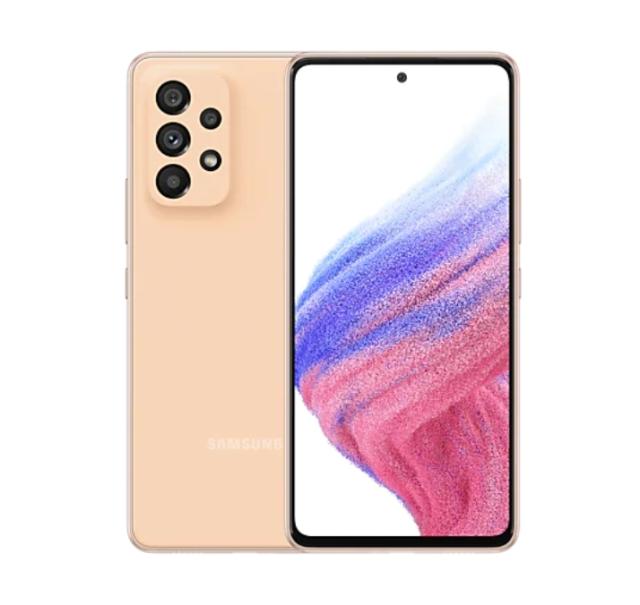 Мобилен телефон Samsung SM-A536 GALAXY A53 5G 128 GB, Octa-Core (2x2.4 GHz, 6x2.0 GHz), 6 GB RAM, 6.5" 1080x2400 120 Hz Super AMOLED, 64.0 MP + 12.0 MP + 5.0 MP + 5.0 MP + 32.0 MP Selfie, 5000 mAh, Dual SIM, Awesome Peach