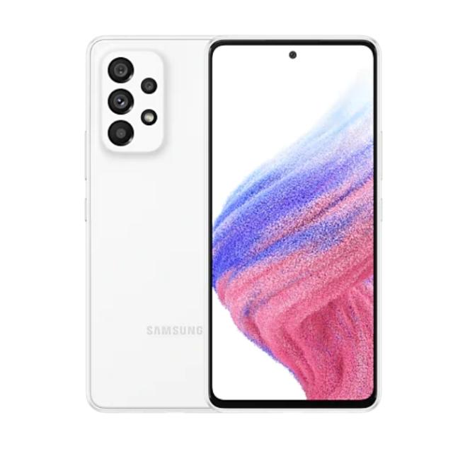 Мобилен телефон Samsung SM-A536 GALAXY A53 5G 128 GB, Octa-Core (2x2.4 GHz, 6x2.0 GHz), 6 GB RAM, 6.5" 1080x2400 120 Hz Super AMOLED, 64.0 MP + 12.0 MP + 5.0 MP + 5.0 MP + 32.0 MP Selfie, 5000 mAh, Dual SIM, Awesome White