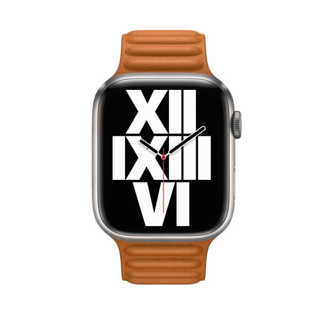 Каишка за часовник Apple Watch 45mm Golden Brown Leather Link - M/L