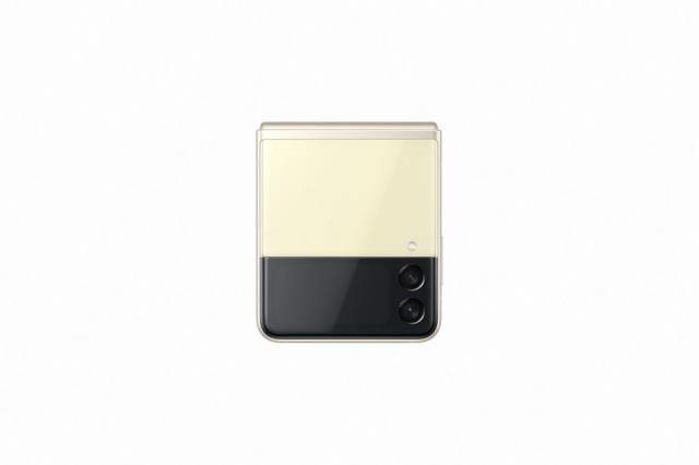 Мобилен телефон Samsung SM-F711 GALAXY Flip 3 5G 128 GB, Octa-Core (1x2.84 GHz, 3x2.42 GHz, 4x1.8 GHz), 8 GB RAM, 6.7" 1080x2640 120 Hz Dynamic AMOLED, HDR10+, 12.0 MP + 12.0 MP + 10.0 MP Selfie, 3300 mAh, Dual SIM, Cream