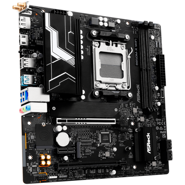 Дънна платка ASROCK B850M-X WIFI R2.0, AM5, 2x DDR5, 2x M.2, 4x SATA 6Gb/s, Wi-Fi 6E, Bluetooth v5.2, HDMI, DP, mATX