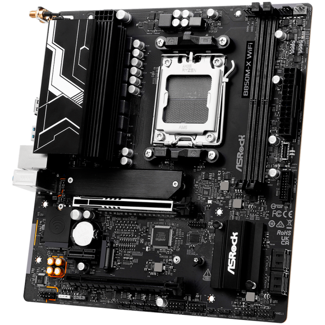 Дънна платка ASROCK B850M-X WIFI R2.0, AM5, 2x DDR5, 2x M.2, 4x SATA 6Gb/s, Wi-Fi 6E, Bluetooth v5.2, HDMI, DP, mATX
