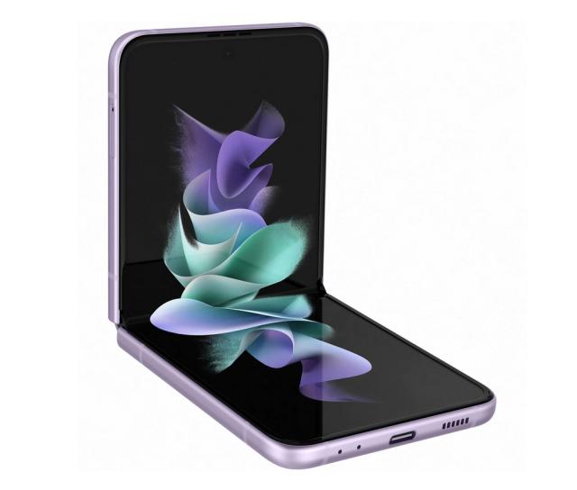 Мобилен телефон Samsung SM-F711 GALAXY Flip 3 5G 256 GB, Octa-Core (1x2.84 GHz, 3x2.42 GHz, 4x1.8 GHz), 8 GB RAM, 6.7" 1080x2640 120 Hz Dynamic AMOLED, HDR10+, 12.0 MP + 12.0 MP + 10.0 MP Selfie, 3300 mAh, Dual SIM, Lavender