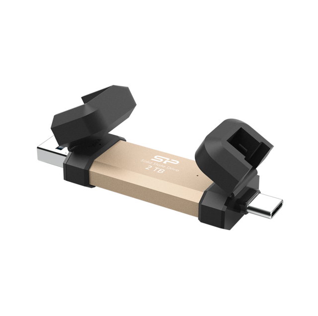 Външен SSD Silicon Power DS72 Gold, 2TB, USB-A и USB-C 3.2 Gen2