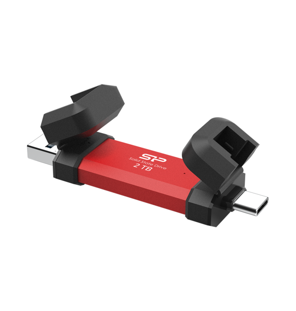 Външен SSD Silicon Power DS72 Red, 2TB, USB-A и USB-C 3.2 Gen2