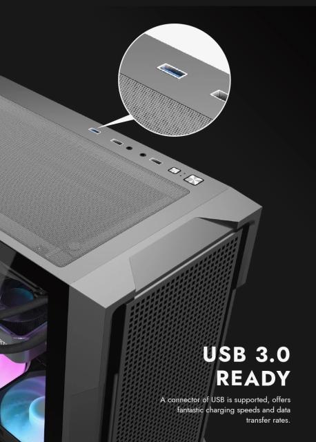 Кутия Darkflash DS900 Mesh Black, Middle Tower, 1 x USB 3.0, 2 x USB 2.0, 1 x HD Audio, Mini-ITX / mATX / ATX