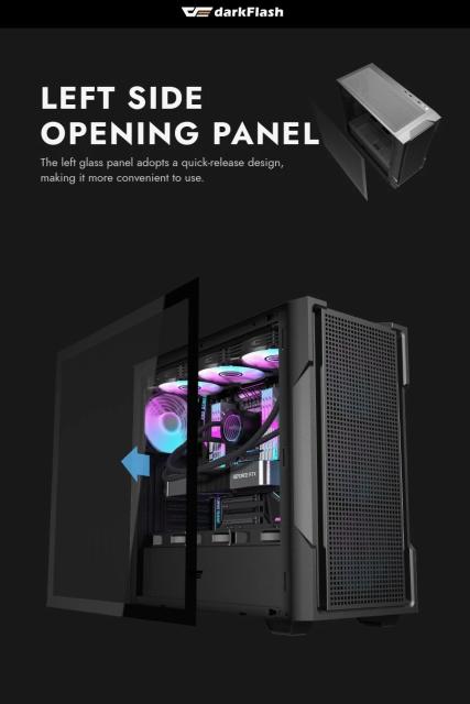 Кутия Darkflash DS900 Mesh Black, Middle Tower, 1 x USB 3.0, 2 x USB 2.0, 1 x HD Audio, Mini-ITX / mATX / ATX