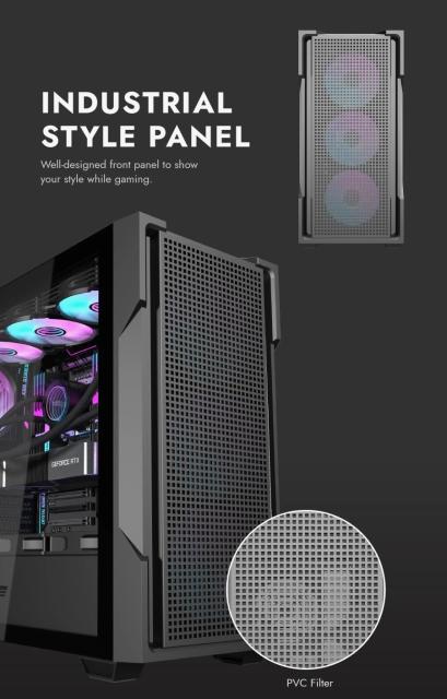 Кутия Darkflash DS900 Mesh Black, Middle Tower, 1 x USB 3.0, 2 x USB 2.0, 1 x HD Audio, Mini-ITX / mATX / ATX