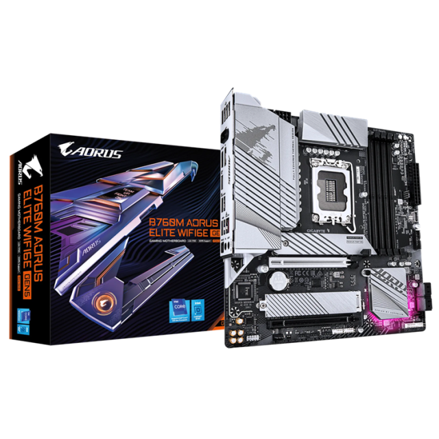 Дънна платка Gigabyte B760M AORUS ELITE WF6E GEN5, B760, LGA 1700, DDR5, 2x M.2, 4x SATA 6Gb/s, HDMI, DP Micro ATX