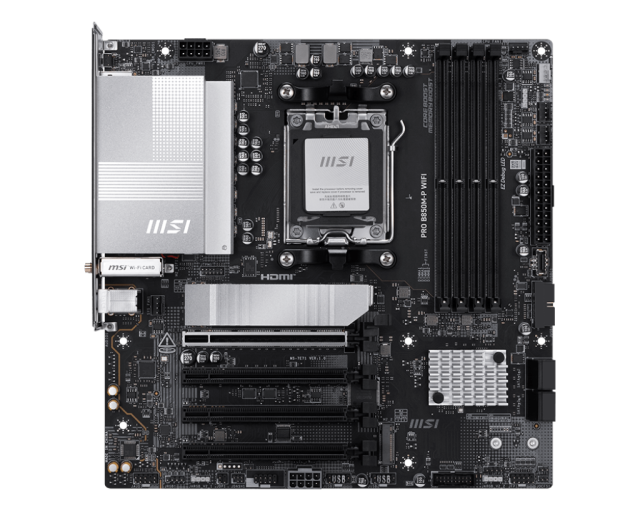 Дънна платка MSI PRO B850M-P WIFI, AM5, 4 x DDR5, 3 x M.2, 4 x SATA, HDMI, mATX