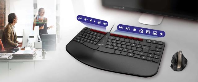 Клавиатура Genius KB-700 Ергономичен Ergo, ниско профилна, USB, Black