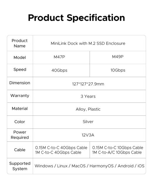 Докинг станция Orico Storage M.2 NVMe - USB-C (10Gbps) x 1, USB3.2 x 2, USB2.0 x 2, M.2 x 1, Audio, SD/TF 4.0, USB Type-C